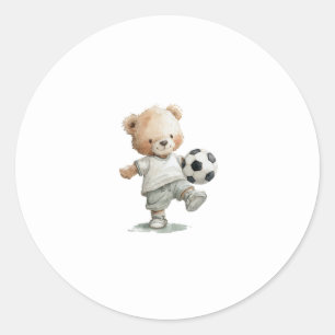 Sticker Rond Baby Shower Teddy Bear Soccer • Thème All-Star