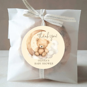 Sticker Rond Baby shower Teddy Moon