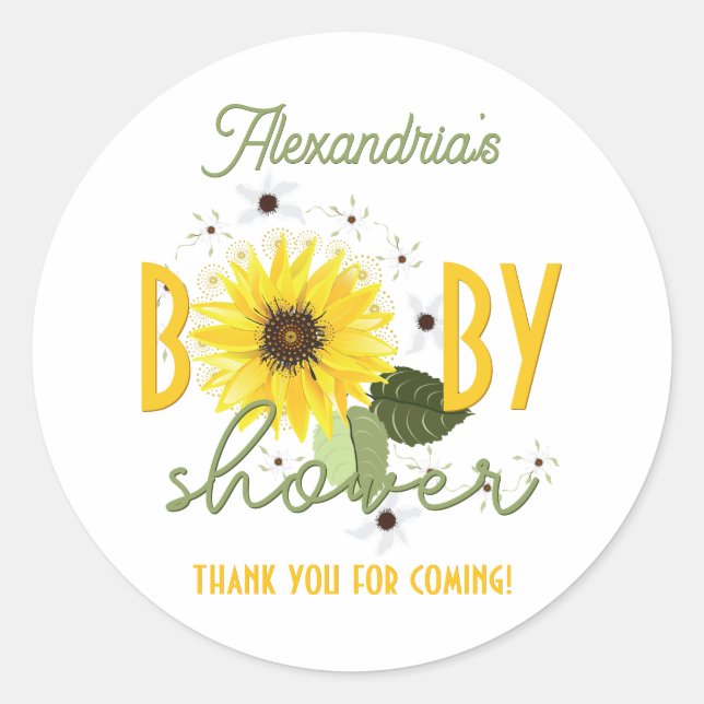 Sticker Rond Baby shower tournesol (Devant)