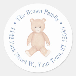 Sticker Rond Baby shower traditionnel de l'ours en peluche Adre