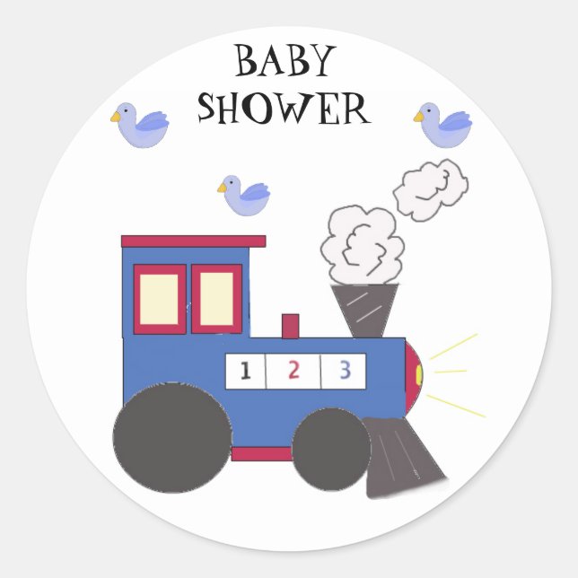 Sticker Rond Baby Shower Train Choo Choo (Devant)