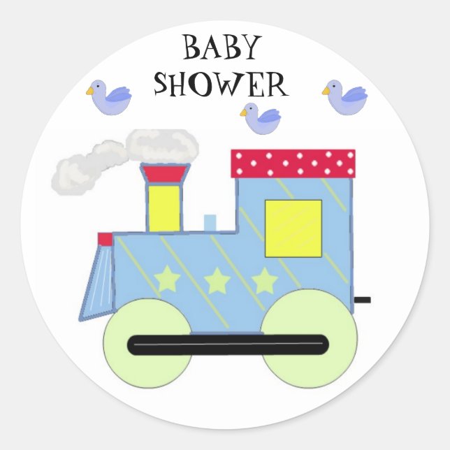 Sticker Rond Baby Shower Train Choo Choo (Devant)