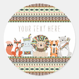 Sticker Rond Baby-Shower Tribal