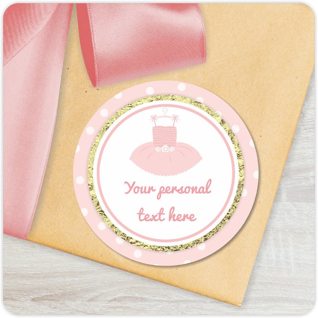 Sticker rond Baby shower Tutu rose et or (Créateur téléchargé)