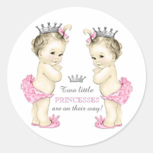 Sticker Rond Baby shower Twin Girl