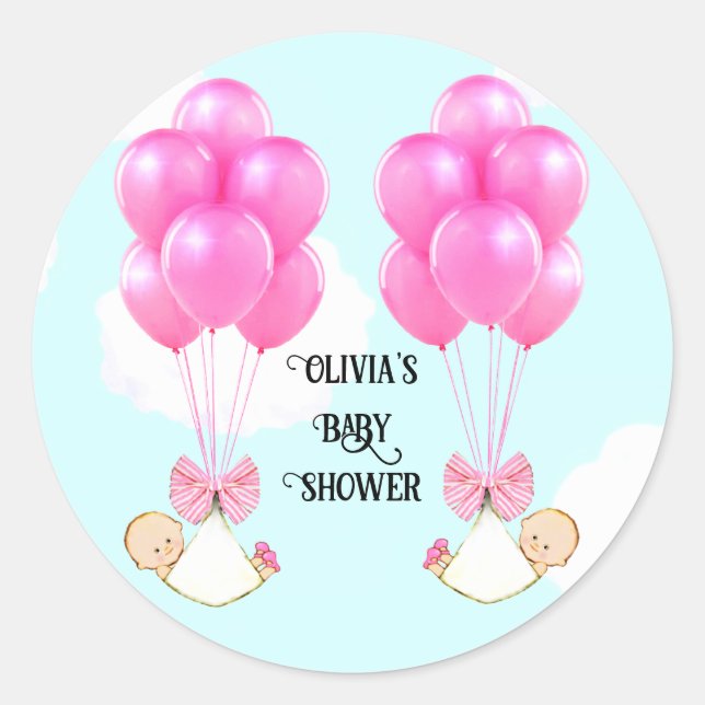 Sticker Rond Baby shower Twin Girls (Devant)