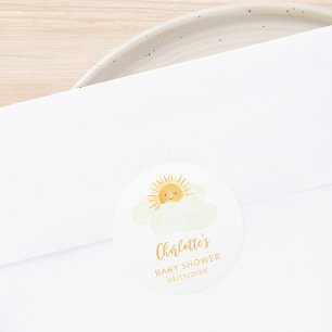 Sticker Rond Baby Shower Un Petit Rayon De Soleil