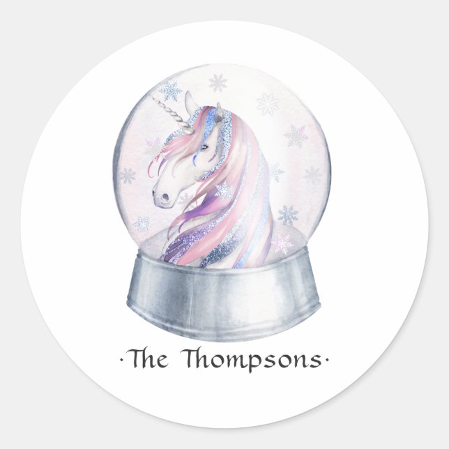 Sticker Rond Baby shower Unicorn Parties scintillant aquarelle (Devant)