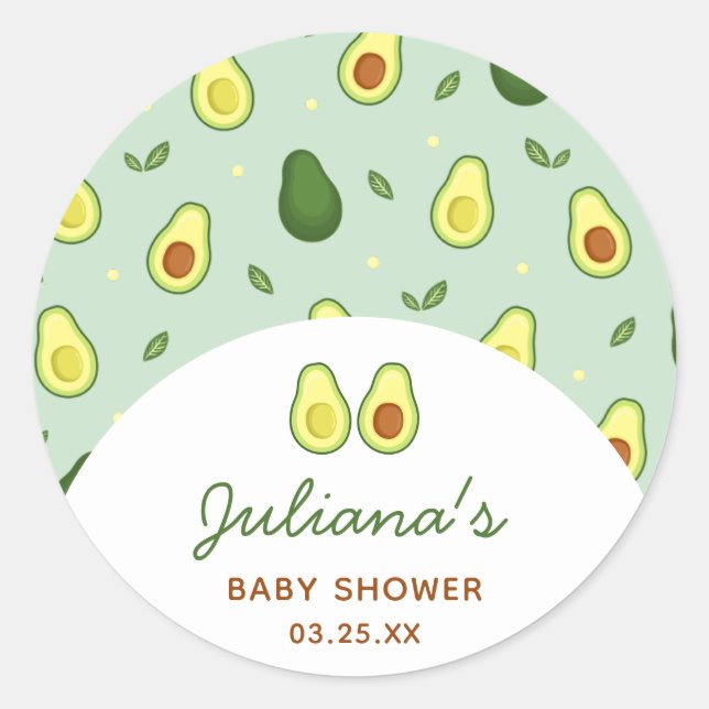 Sticker Rond Baby shower vert Saint-Guacamole Avocado (Devant)