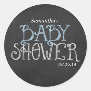 Sticker Rond Baby shower Vintage bleu