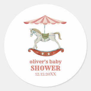 Sticker Rond Baby shower vintage Carrousel Carnival Circus