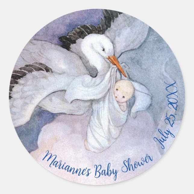 Sticker Rond Baby shower vintage de livraison spéciale (Devant)