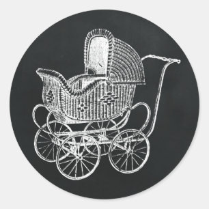 Sticker Rond Baby shower vintage de voiture d'enfant de tableau