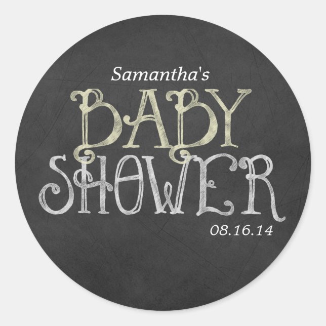 Sticker Rond Baby shower Vintage Jaune (Devant)
