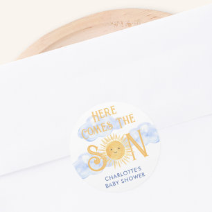 Sticker Rond Baby Shower Voici venir le fils