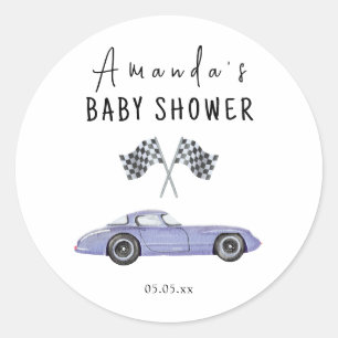 Sticker Rond Baby shower voiture de course
