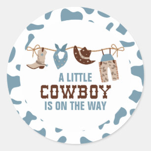 Sticker Rond Baby Shower Western Cowboy Rodéo