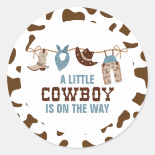 Sticker Rond Baby Shower Western Cowboy Rodeo