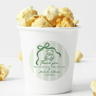 Sticker Rond Baby shower Whimsical de Bow Doodle Drale Main Ver