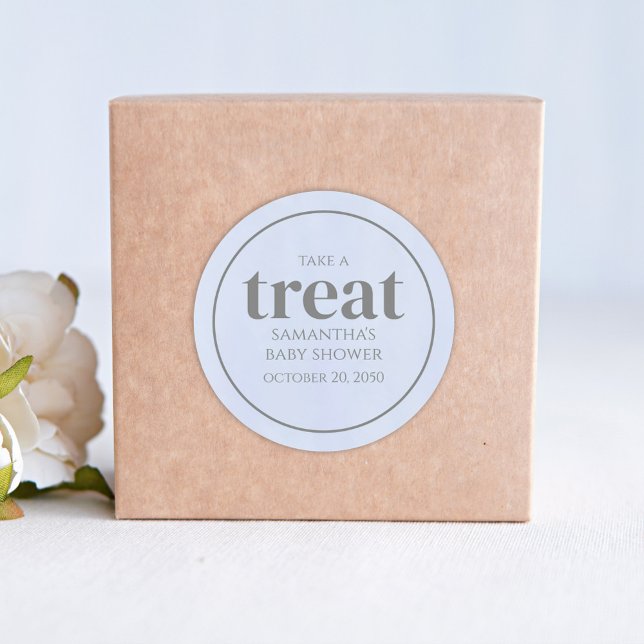 Sticker Rond Baby shower Whimsical Light Bleu Cute Simple Treat (Créateur téléchargé)