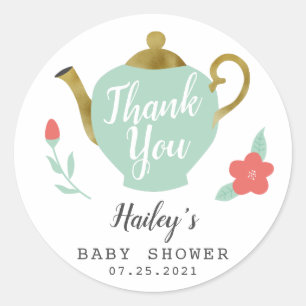Sticker Rond Baby shower Whimsical Tea Party Favoriser