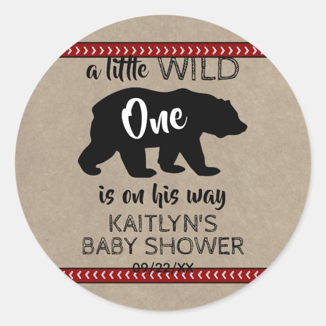 Sticker Rond Baby shower Wild One Boys (Devant)