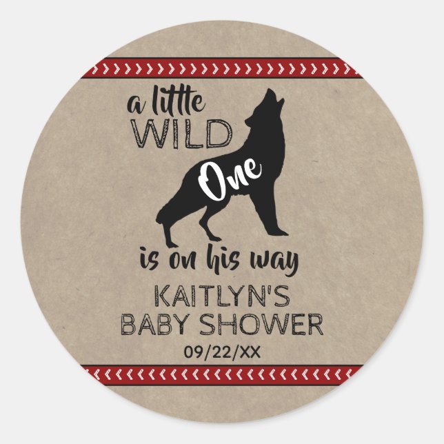 Sticker Rond Baby shower Wild One Boys (Devant)