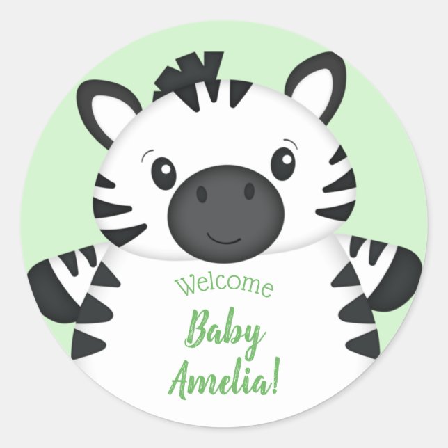 Sticker Rond Baby shower Zebra (Devant)