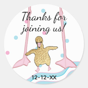 Sticker Rond Baby showers à coller "Gold Baby Flamant rose & Ma