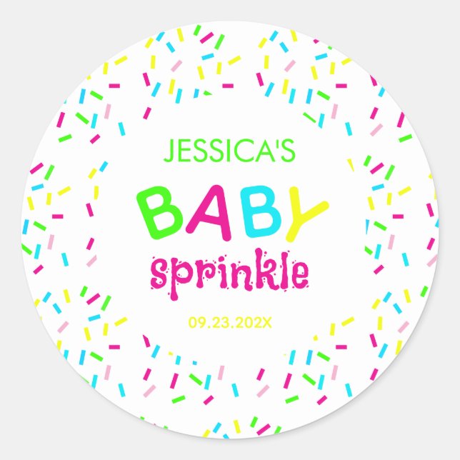 Sticker Rond Baby Sprinkle Colorful Rainbow Sprinkles Shower   (Devant)
