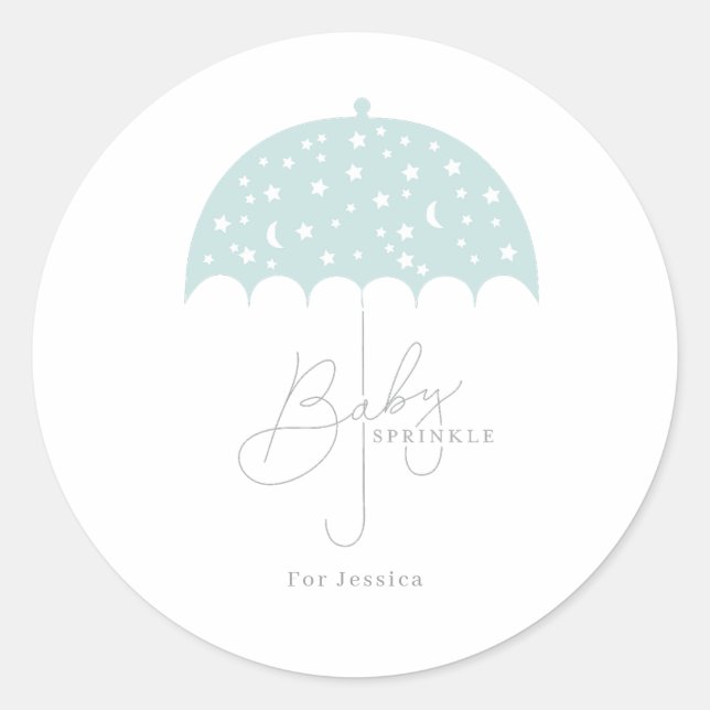 Sticker Rond Baby Stars Brolly Baby shower Invitation (Devant)