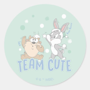 Sticker Rond Baby TAZ™ & BUGS BUNNY™ Team Cute