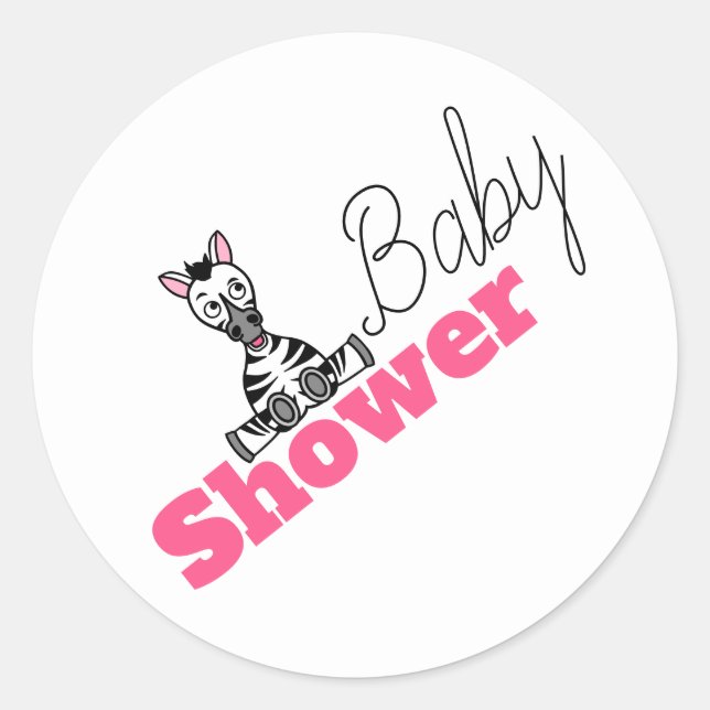 Sticker Rond Baby Zebra, Baby shower (Devant)