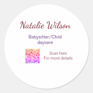 Sticker Rond Babysitter garderie nounou ajouter nom détails q