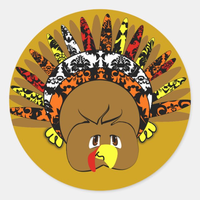 Sticker Rond babyturkeycolorsdamaskcercles (Devant)