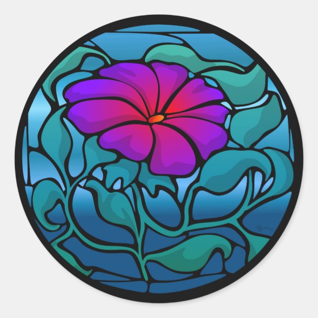 Sticker Rond Bac à fleurs en verre tendu (Devant)