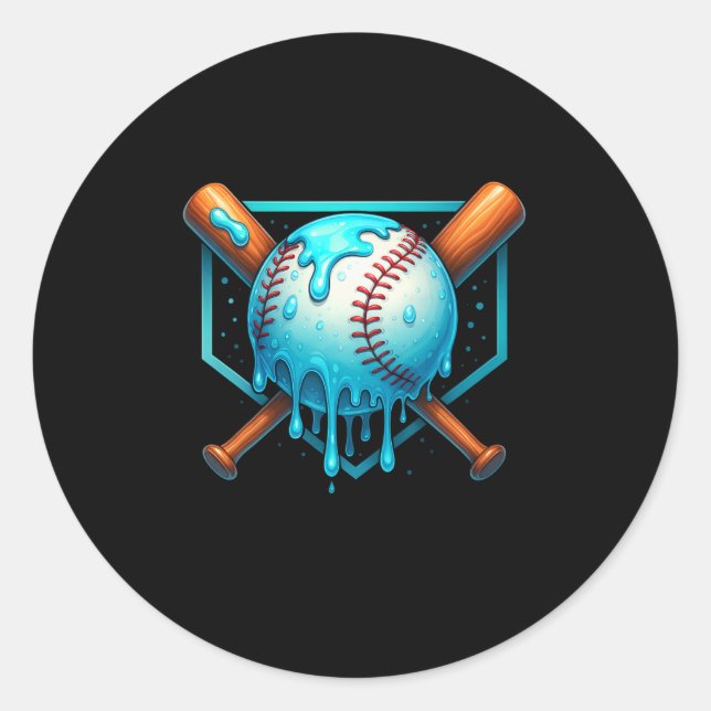 Sticker Rond Bac De Baseball Pour Les Garçons Crème De Glace Dé (Devant)