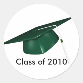 Sticker Rond Bac de graduation vert personnalisé KRW