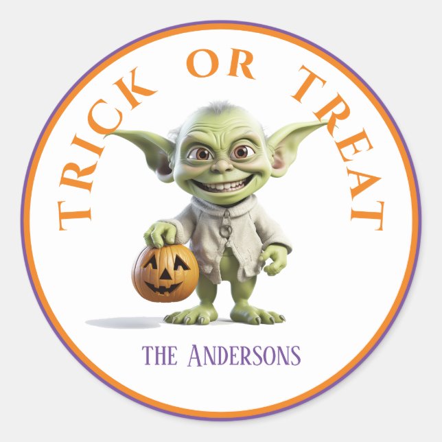 Sticker Rond Bac d'Halloween ou traitement vert pointé Oreille  (Devant)