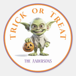 Sticker Rond Bac d'Halloween ou traitement vert pointé Oreille 