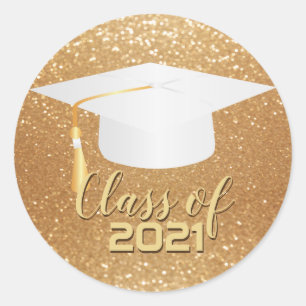 Sticker Rond Bac d'obtention du diplôme blanc - Classe de 20XX