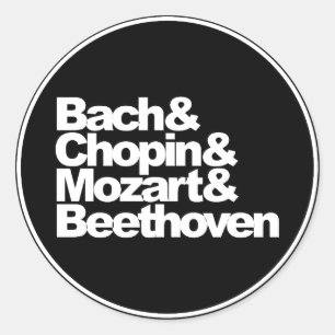 Sticker Rond Bach et Chopin et Mozart et Beethoven