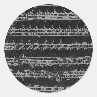Sticker Rond Bach Partita Blanc sur Noir