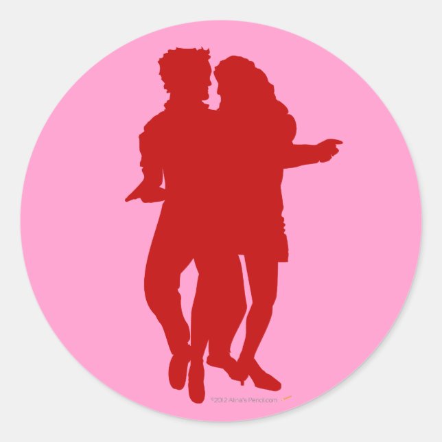 Sticker Rond Bachata Latin Dancers Silhouette Custom (Devant)