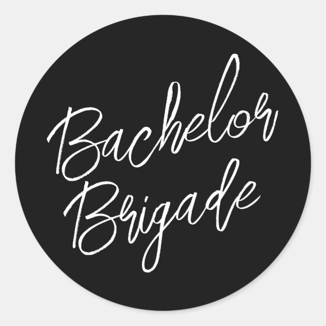 Sticker Rond Bachelor Brigade Black and White Bachelor Party (Devant)