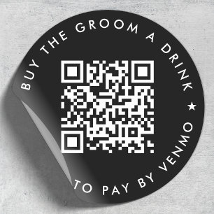 Sticker Rond Bachelor Party Acheter The Groom A Drink QR Code N