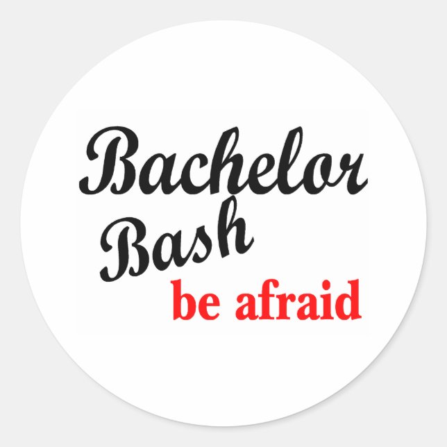 Sticker Rond Bachelor Party, ayez peur (Devant)