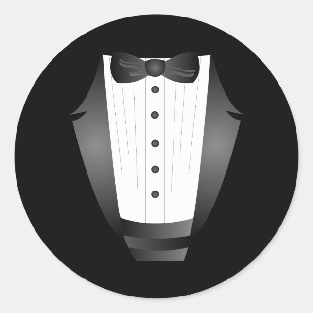 Sticker Rond Bachelor Party Groomsman Team Groom black tuxedo (Devant)