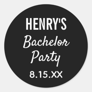 Sticker Rond Bachelor Party Mariage de typographie moderne