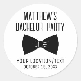 Sticker Rond Bachelor Party Tuxedo Bow Cravate Mariage moderne